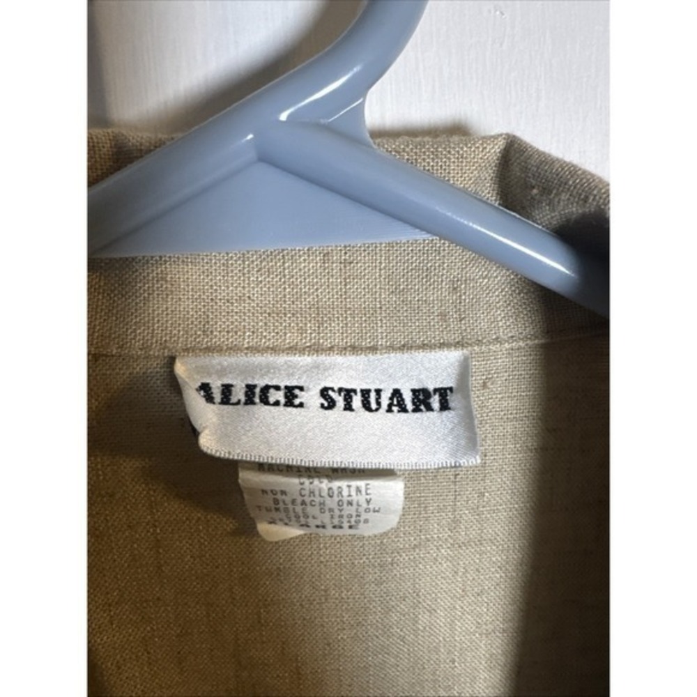 Vintage 90s Alice Stuart Womens XL Beige Longline Blazer 3/4 Sleeve Made in USA - Picture 2 of 6